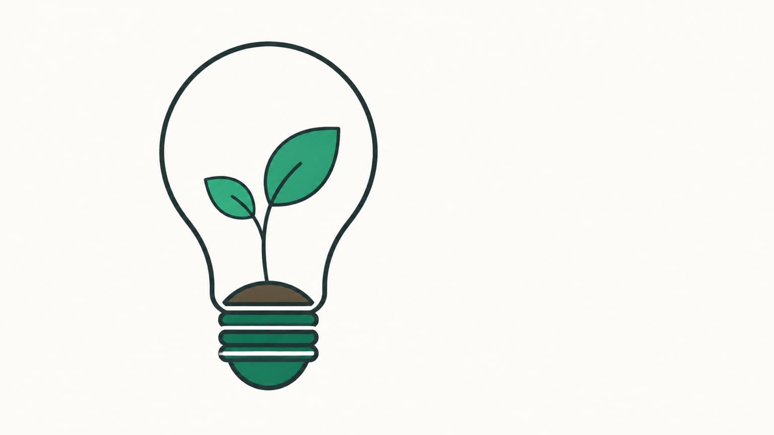 A flat line illustration in green and charcoal on cream, evoking innovation that reaches and grows with the people it benefits